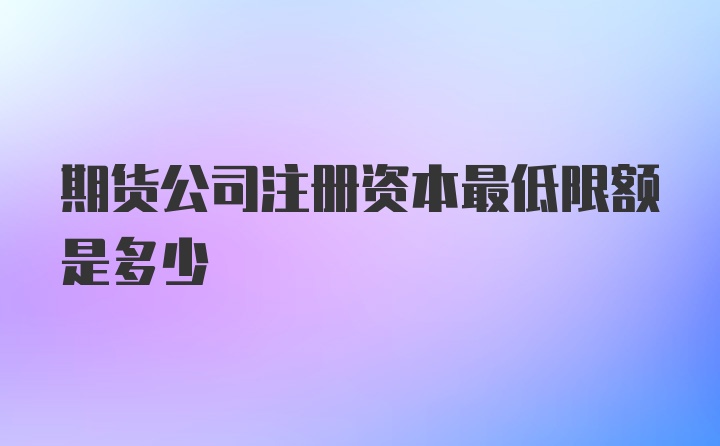 期货公司注册资本最低限额是多少