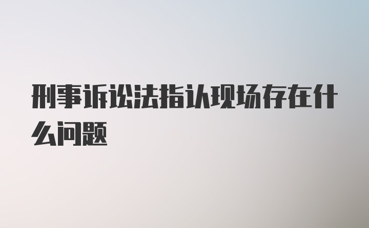 刑事诉讼法指认现场存在什么问题