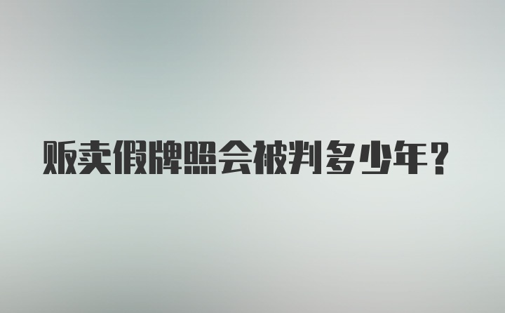 贩卖假牌照会被判多少年？