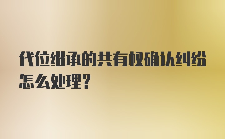 代位继承的共有权确认纠纷怎么处理？