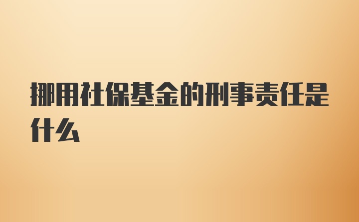 挪用社保基金的刑事责任是什么