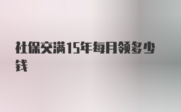 社保交满15年每月领多少钱