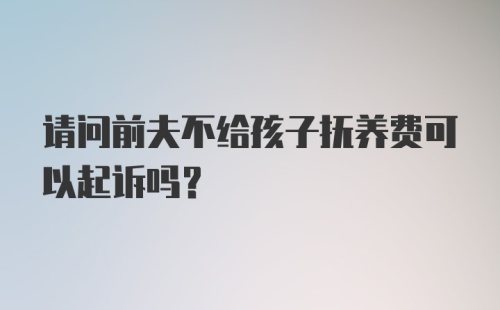 请问前夫不给孩子抚养费可以起诉吗？