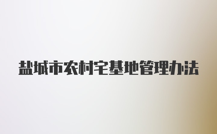 盐城市农村宅基地管理办法