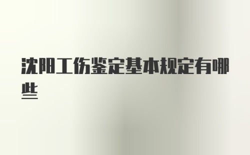 沈阳工伤鉴定基本规定有哪些