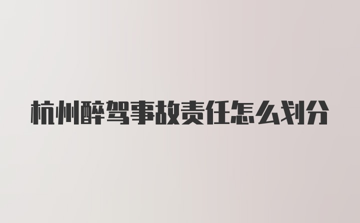 杭州醉驾事故责任怎么划分