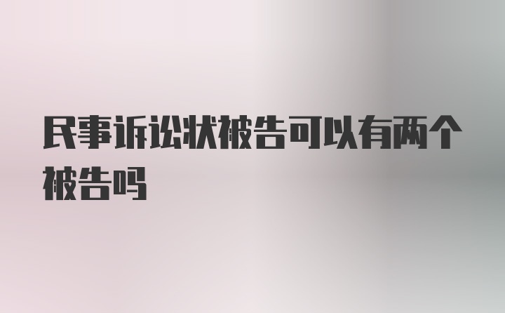 民事诉讼状被告可以有两个被告吗