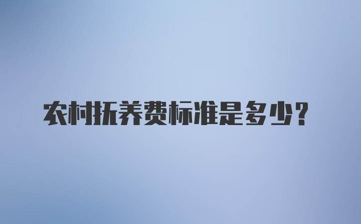 农村抚养费标准是多少？