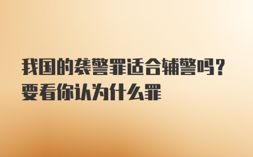 我国的袭警罪适合辅警吗？要看你认为什么罪