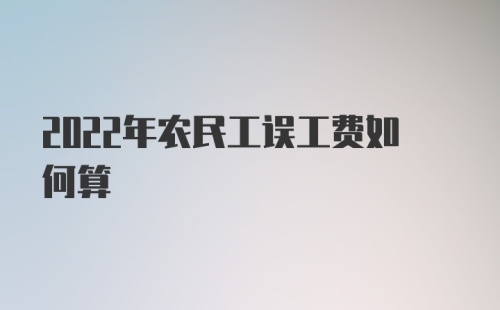 2022年农民工误工费如何算