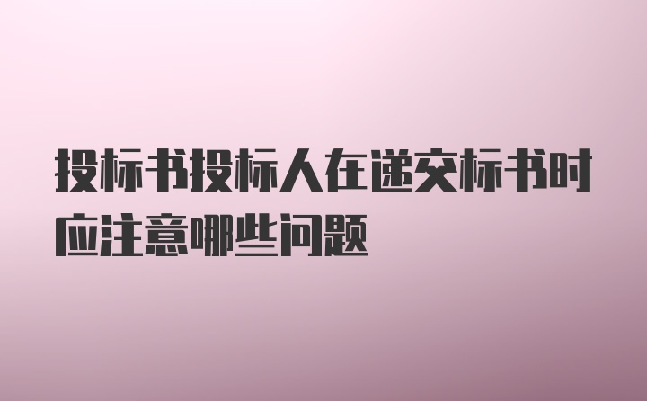 投标书投标人在递交标书时应注意哪些问题