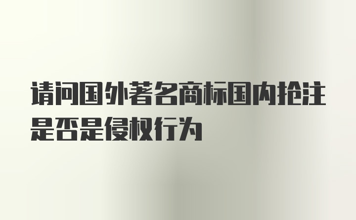 请问国外著名商标国内抢注是否是侵权行为