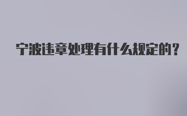 宁波违章处理有什么规定的？