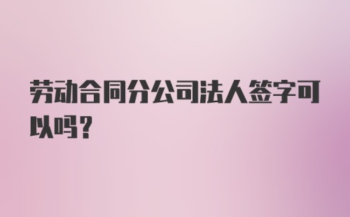 劳动合同分公司法人签字可以吗?