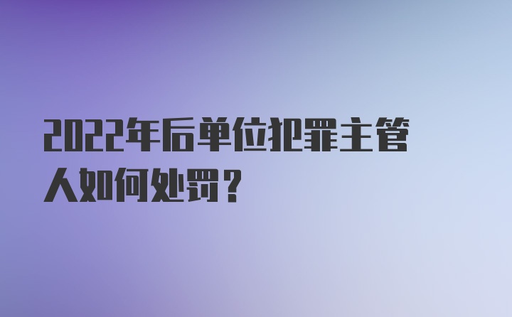 2022年后单位犯罪主管人如何处罚？