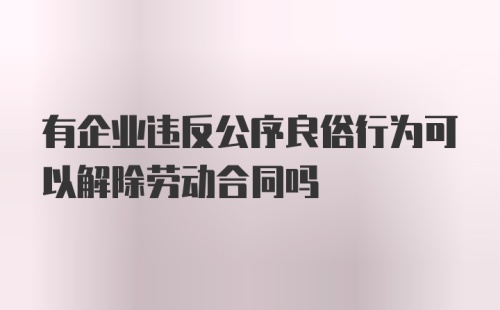 有企业违反公序良俗行为可以解除劳动合同吗