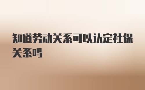 知道劳动关系可以认定社保关系吗