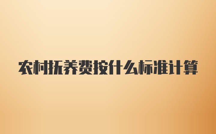 农村抚养费按什么标准计算