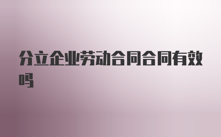 分立企业劳动合同合同有效吗