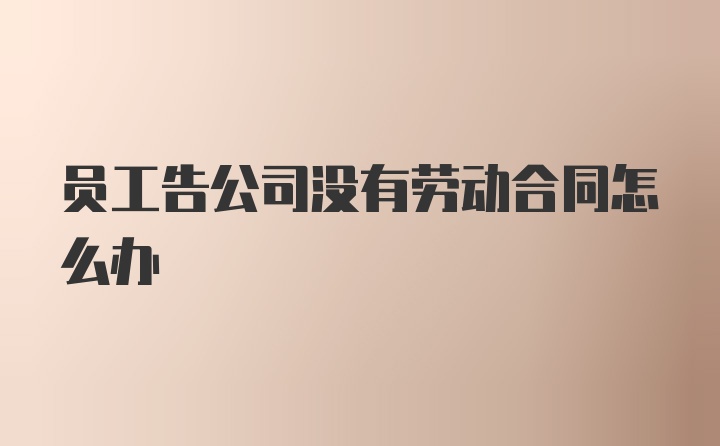 员工告公司没有劳动合同怎么办