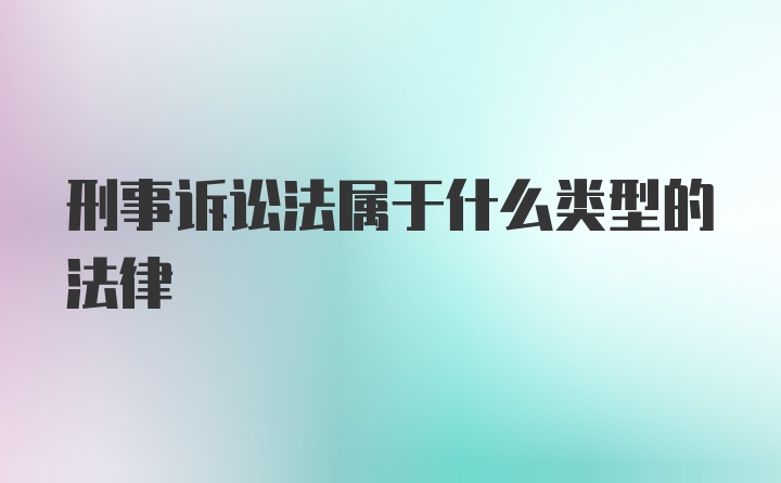 刑事诉讼法属于什么类型的法律