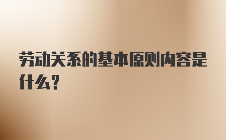 劳动关系的基本原则内容是什么?