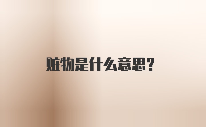 赃物是什么意思？