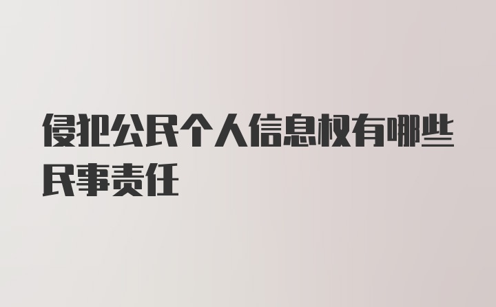 侵犯公民个人信息权有哪些民事责任