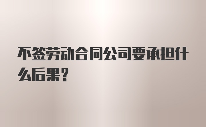 不签劳动合同公司要承担什么后果？