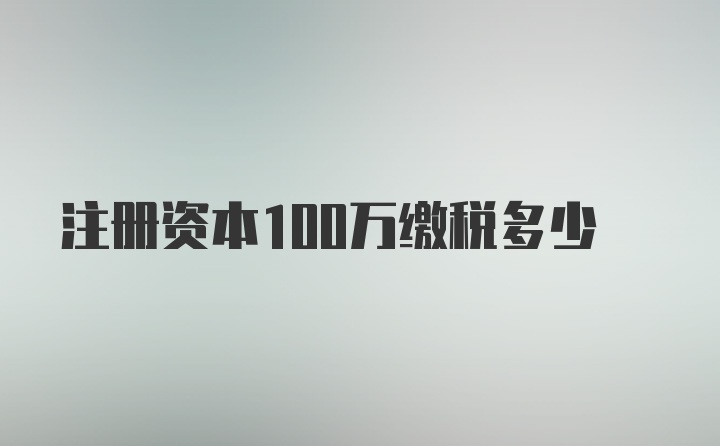 注册资本100万缴税多少