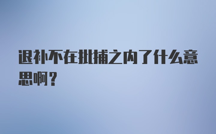 退补不在批捕之内了什么意思啊？