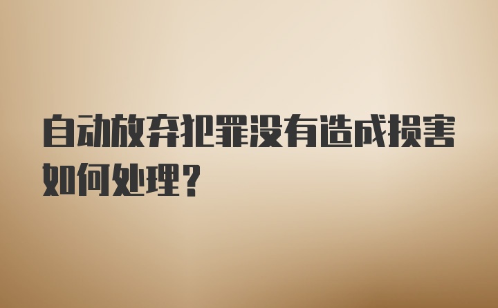 自动放弃犯罪没有造成损害如何处理？