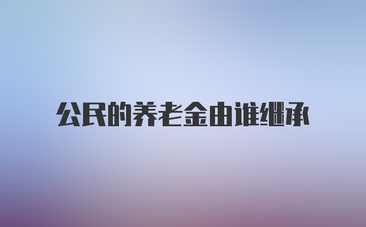 公民的养老金由谁继承