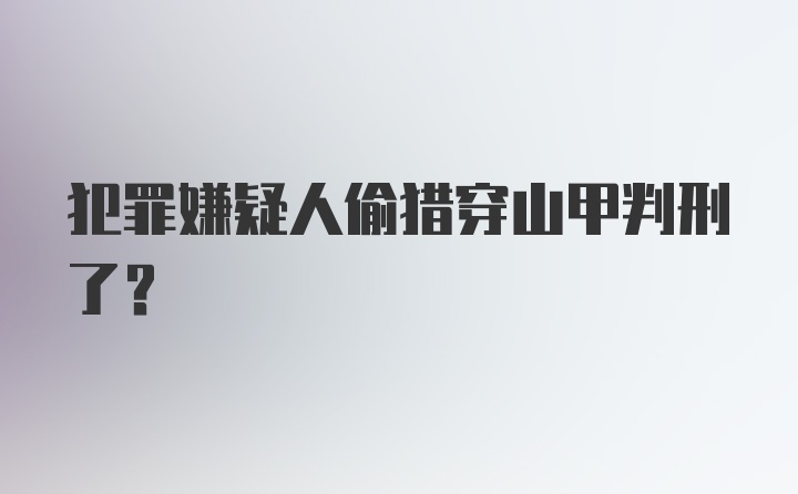 犯罪嫌疑人偷猎穿山甲判刑了?