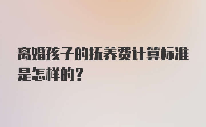 离婚孩子的抚养费计算标准是怎样的？