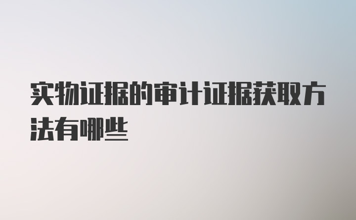 实物证据的审计证据获取方法有哪些