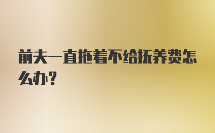 前夫一直拖着不给抚养费怎么办？