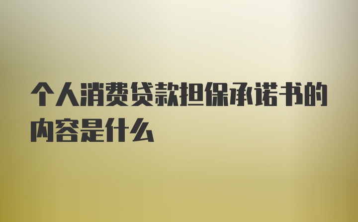 个人消费贷款担保承诺书的内容是什么