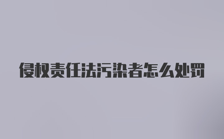 侵权责任法污染者怎么处罚