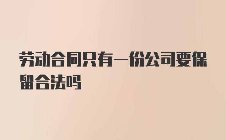 劳动合同只有一份公司要保留合法吗