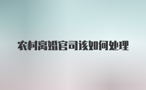 农村离婚官司该如何处理