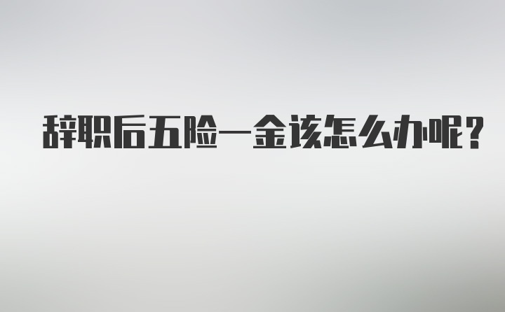 辞职后五险一金该怎么办呢？