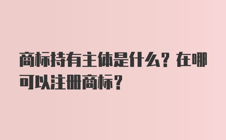 商标持有主体是什么？在哪可以注册商标？