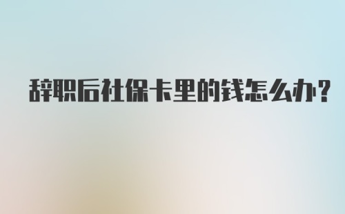 辞职后社保卡里的钱怎么办?