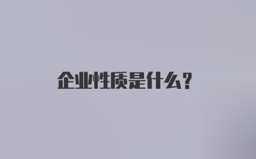 企业性质是什么？