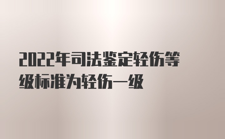 2022年司法鉴定轻伤等级标准为轻伤一级