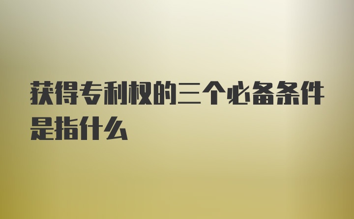 获得专利权的三个必备条件是指什么