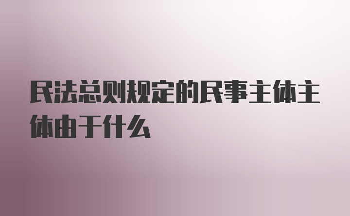 民法总则规定的民事主体主体由于什么