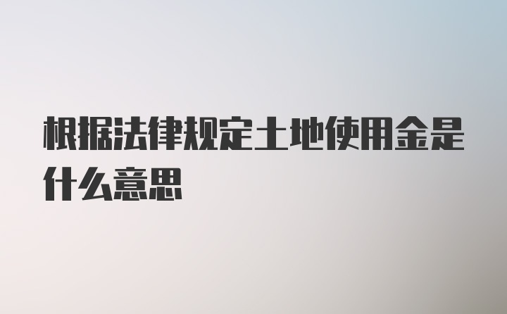 根据法律规定土地使用金是什么意思