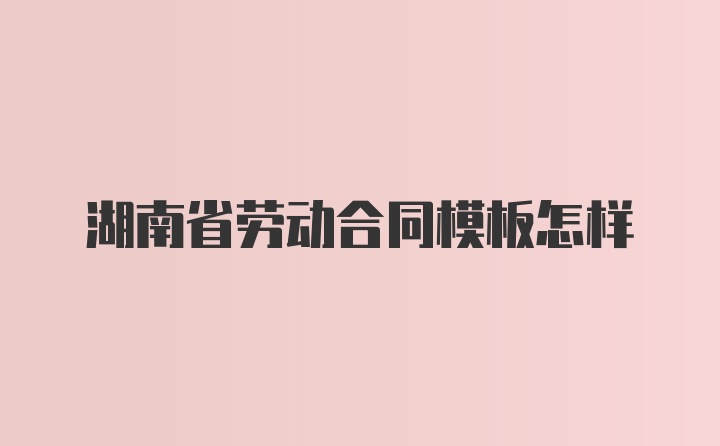 湖南省劳动合同模板怎样